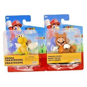 KOOPA PARATROOPA &‎ TANOOKI MARIO Super Mario Jakks Pacific 2.5" Figures